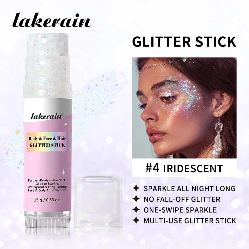 Stick scintillant pour le corps, imperméable, longue durée, non collant, lisse, paillettes riches et éblouissantes, pour le maquillage de festival et de fête