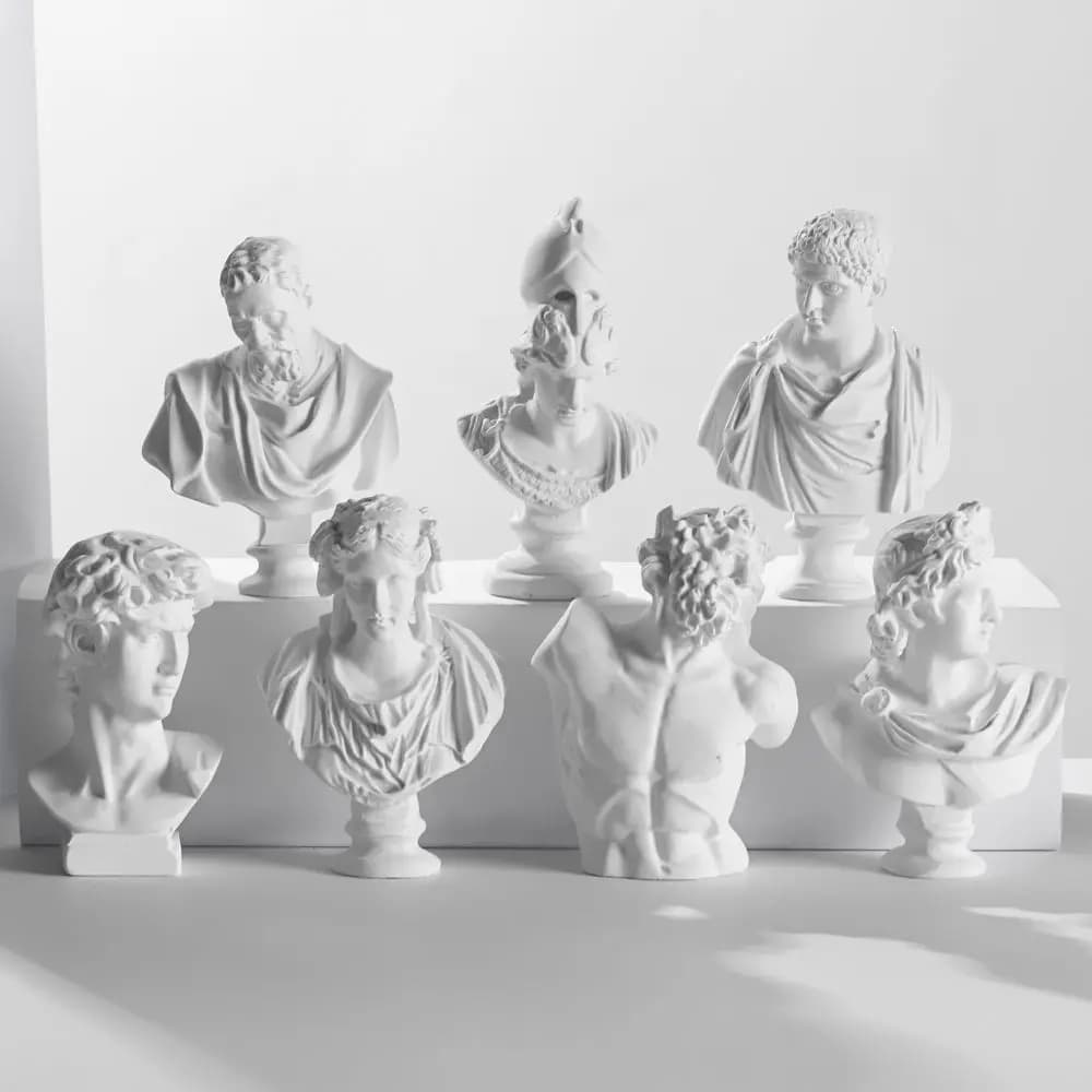 Mini figurine en plâtre pour la décoration intérieure, statue grecque Myenson, sculpture célèbre des célébrités, pratique du dessin, portraits de buste de gypse, nouveau