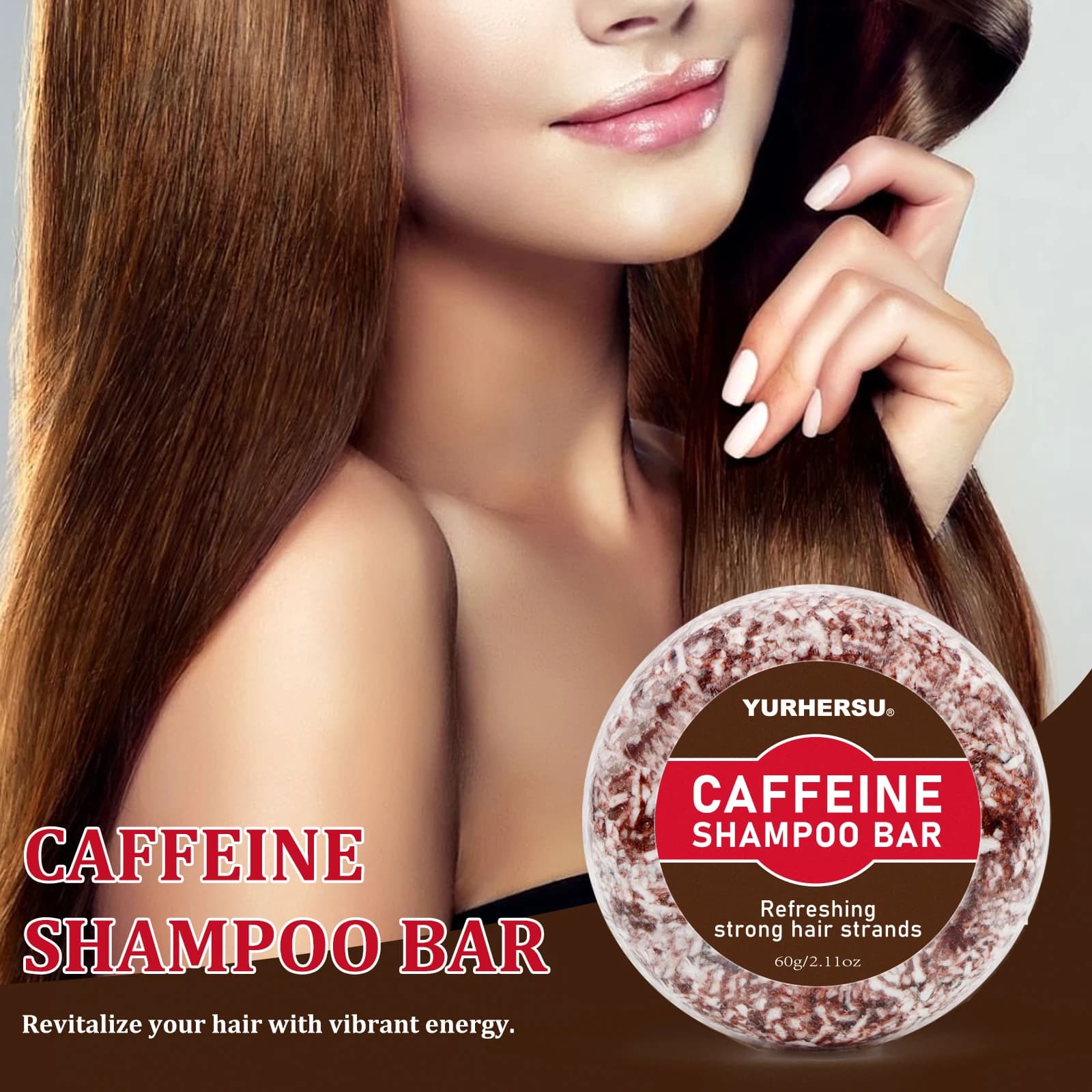 Shampooing solide à la caféine pour la croissance des cheveux, stoppe rapidement la perte de cheveux, anti-DHT, épaissit et renforce les cheveux, pour hommes et femmes, shampooing solide naturel