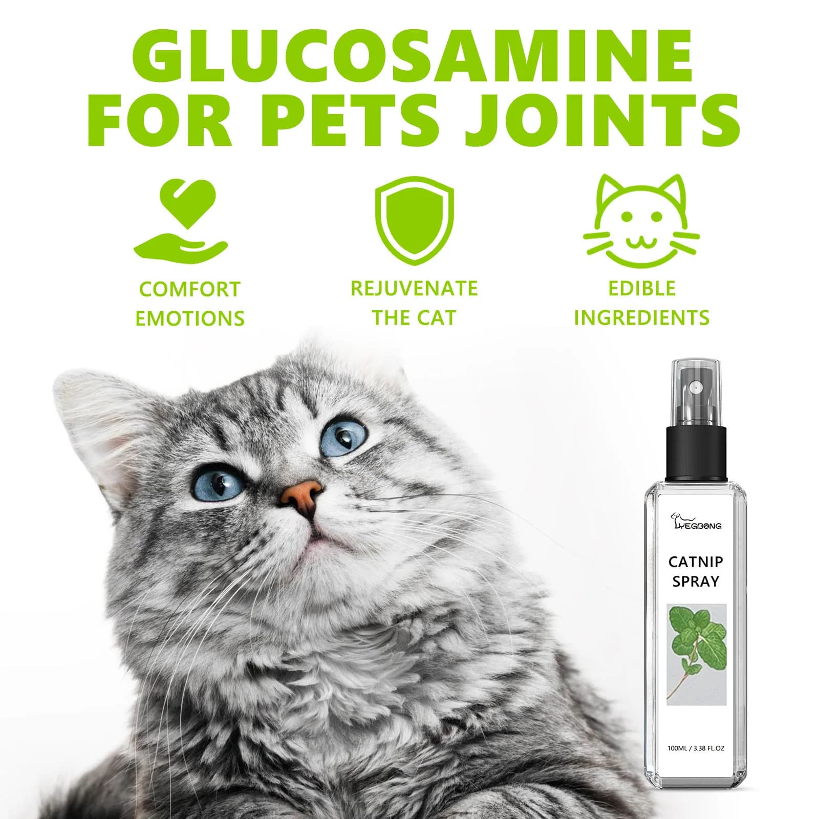 Spray d'herbe à chat pour chats, avec brume de menthe pour animaux de compagnie, ingrédients sains, tampon à gratter, inducteur, excite, entretoise, répulsif d'entraînement apaisant