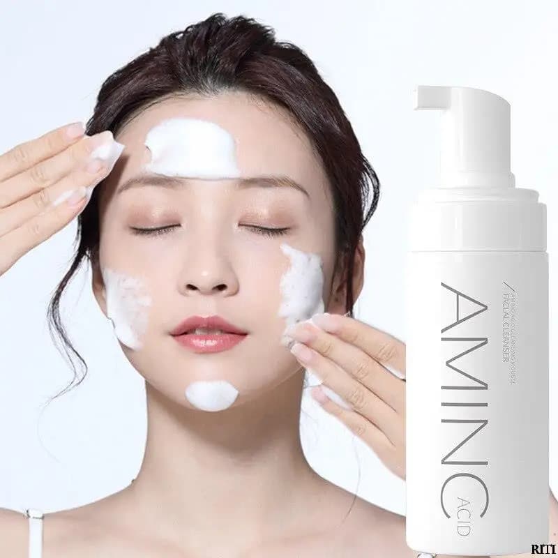 Mousse nettoyante aux acides aminés, hydratante, contrôle de l'huile, nettoyage en profondeur, élimination des acariens, acné, nettoyant pour le visage, mousse éclaircissante pour la peau