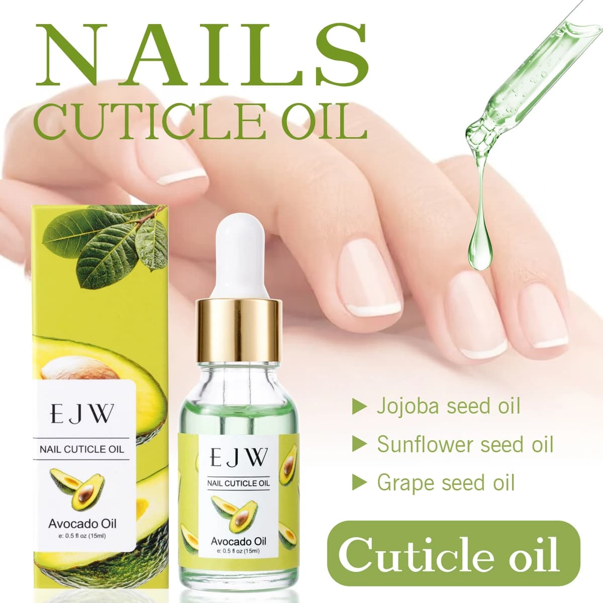 Huile de jojoba pour cuticules – Séchage rapide, soin hydratant, convient aux ongles doux, fragiles, répare la dégarnissure des ongles, améliore l'élasticité