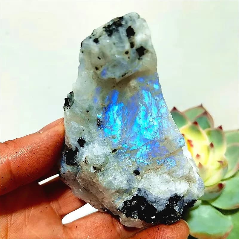 Grande Pierre de Lune Arc-en-ciel Brute, avec Iridescence Naturelle, Idéale pour la Décoration Intérieure, Cadeaux de Yoga