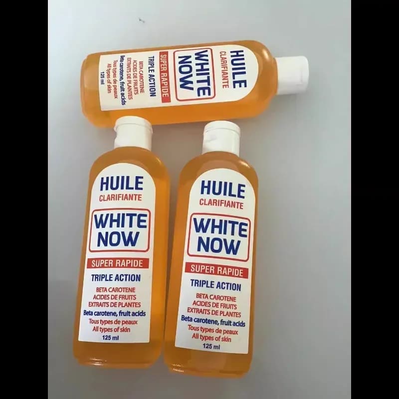 Sérum Huile Clarifiante blanc, 125ml, maintenant, blanchissant, éclaircit le teint, améliore la peau jaunâtre terne