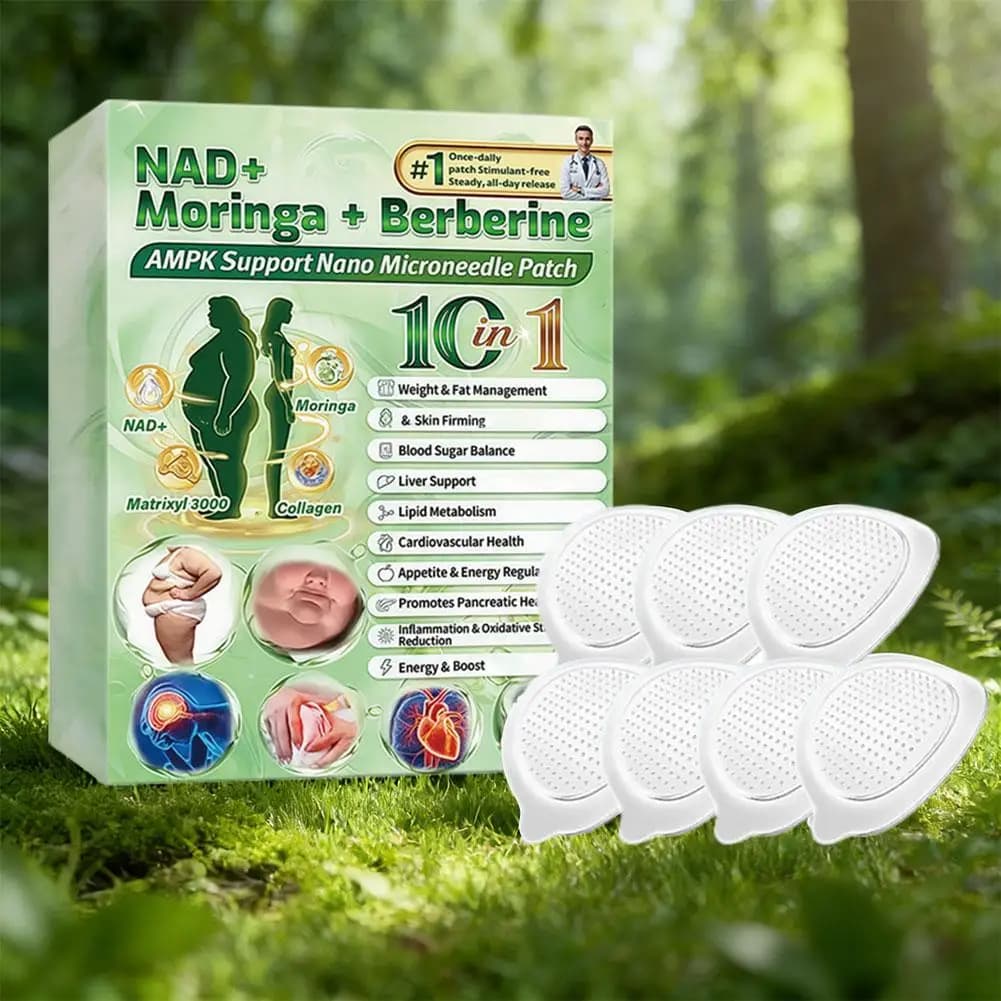 Patch Nano Microneedle 10-en-1 pour la Gestion du Poids et de la Graisse, Soin Corporel Amincissant Ventre Plat, Soutien NAD+ Moringa Berberine AMPK