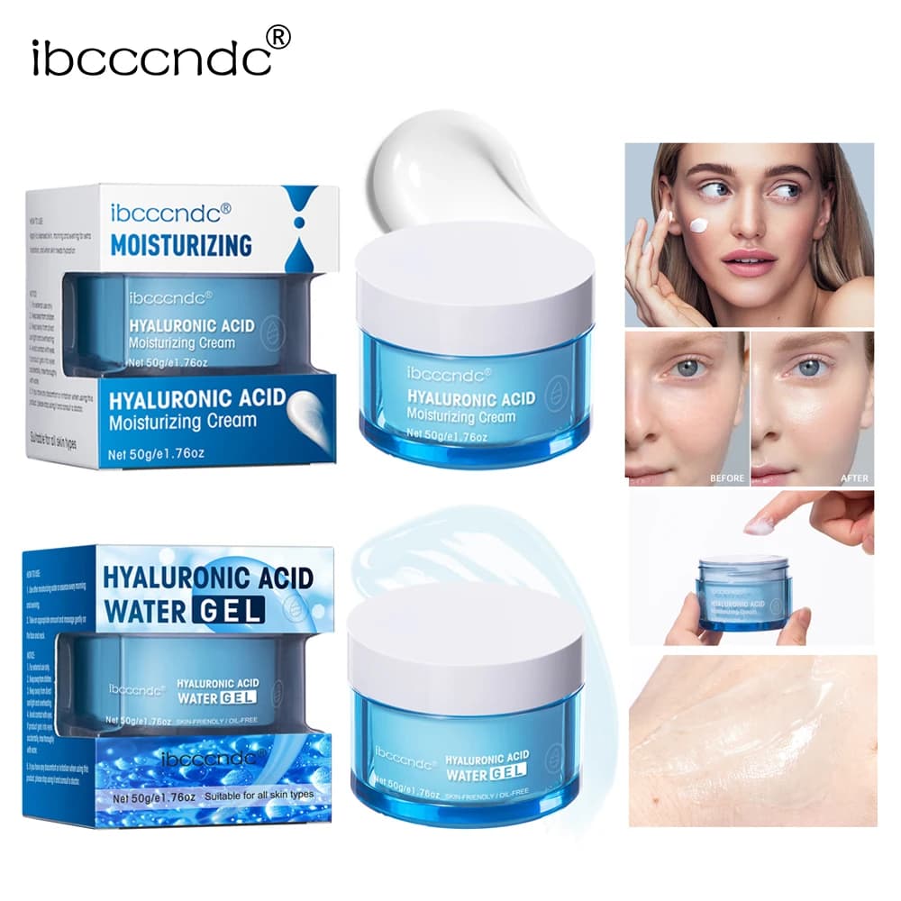 Gel d'eau hydratant à l'acide hyaluronique/crème hydratante pour le visage, hydratant quotidien pour peau sèche, améliore la sécheresse, 50g