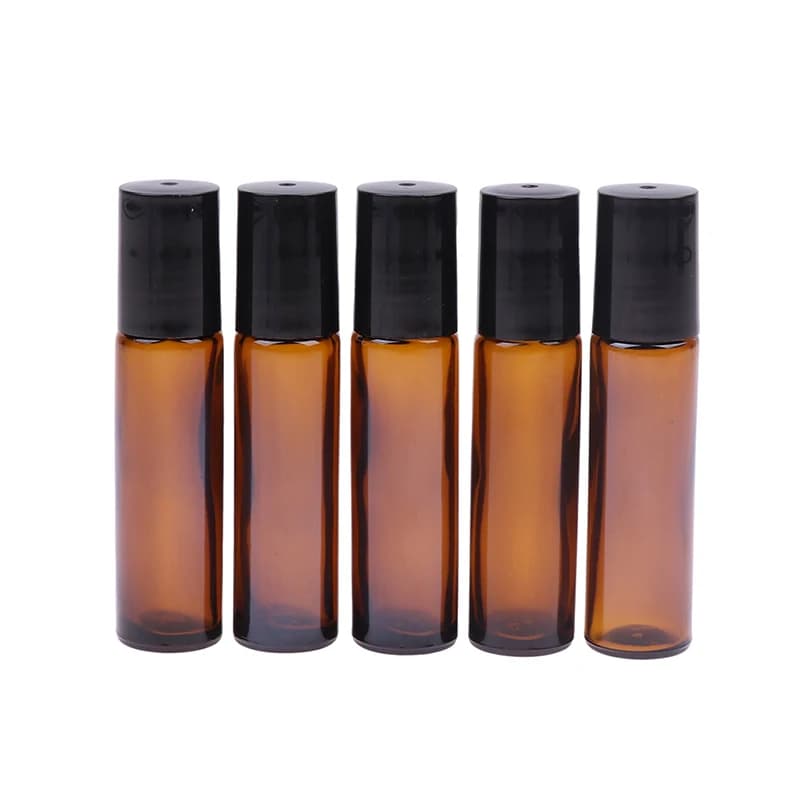 Flacons d'Huile Essentielle en Verre Fin Ambré avec Boule D.lique, Rouleau Marron, sexuellement Portable, 10ml, Beaucoup