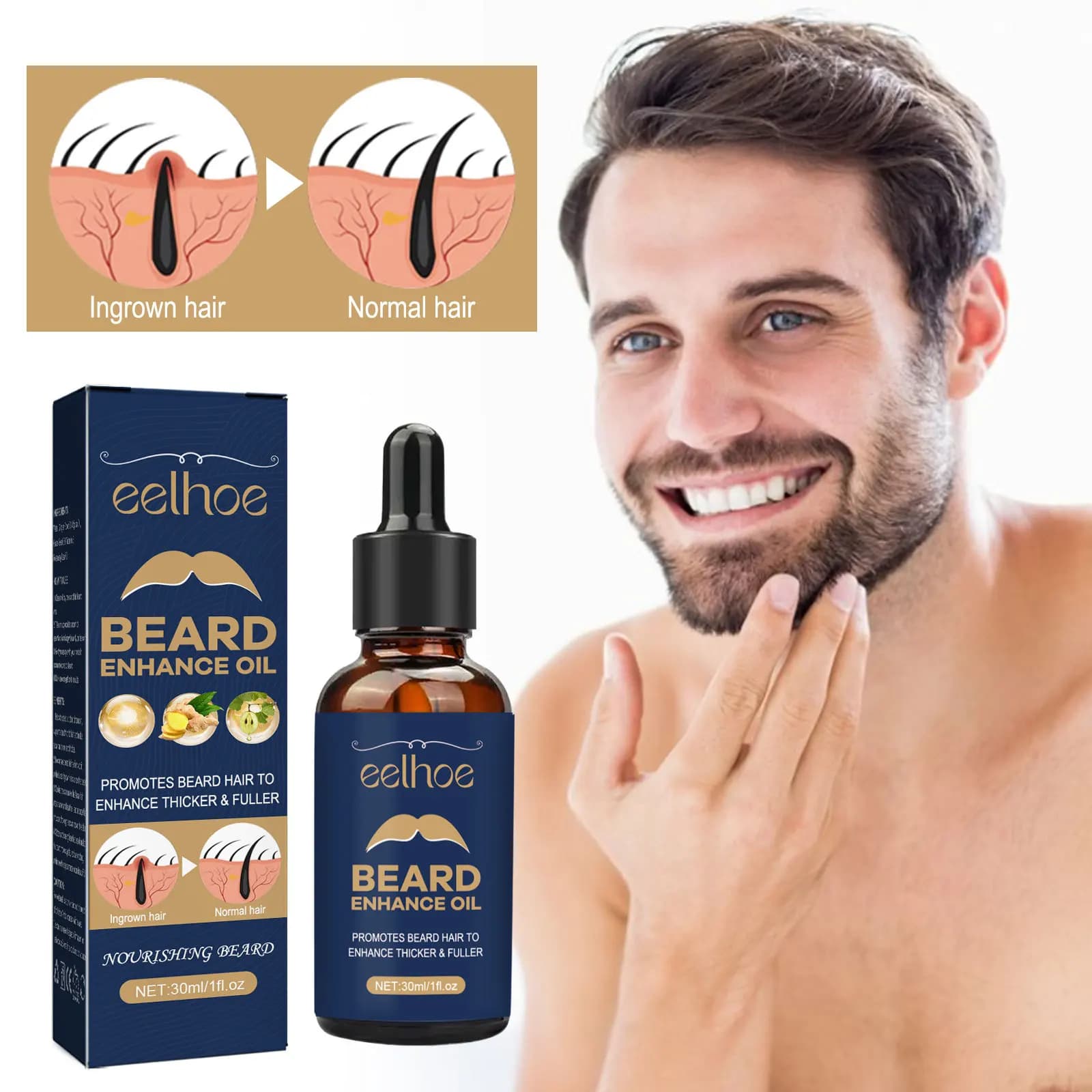 Huile de croissance de barbe pour hommes, produits de croissance des cheveux, épaississant, nourrissant, traitement de toilettage, soins de la barbe