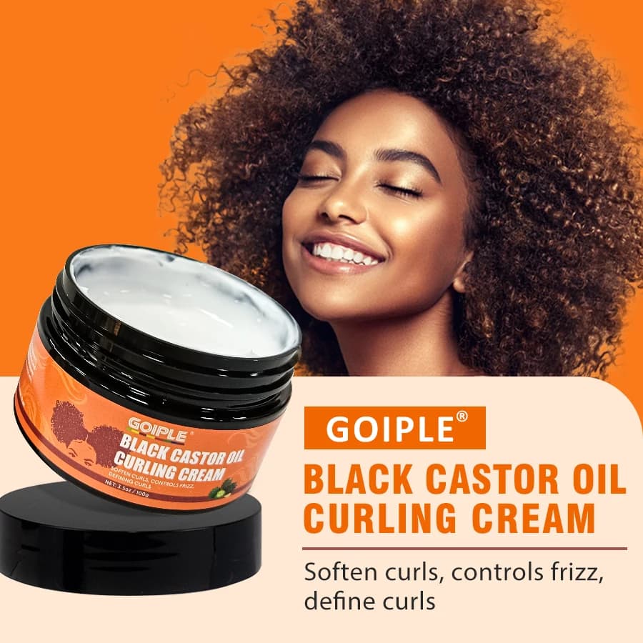 Crème Coiffante GOIPLE à l'Huile de Ricin Noire Naturelle – Définition des Boucles, Hydratation et Amélioration de l'Élasticité – Produit pour Cheveux Bouclés