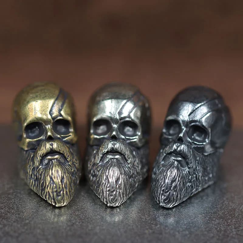 Perles de couteau en laiton, motif Longue Barbe Spartan Grand Guerrier Dieu de la Guerre, pour EDC, activités de plein air, DIY, pendentifs pour cordon tressé en paracorde, accessoires de bijouterie