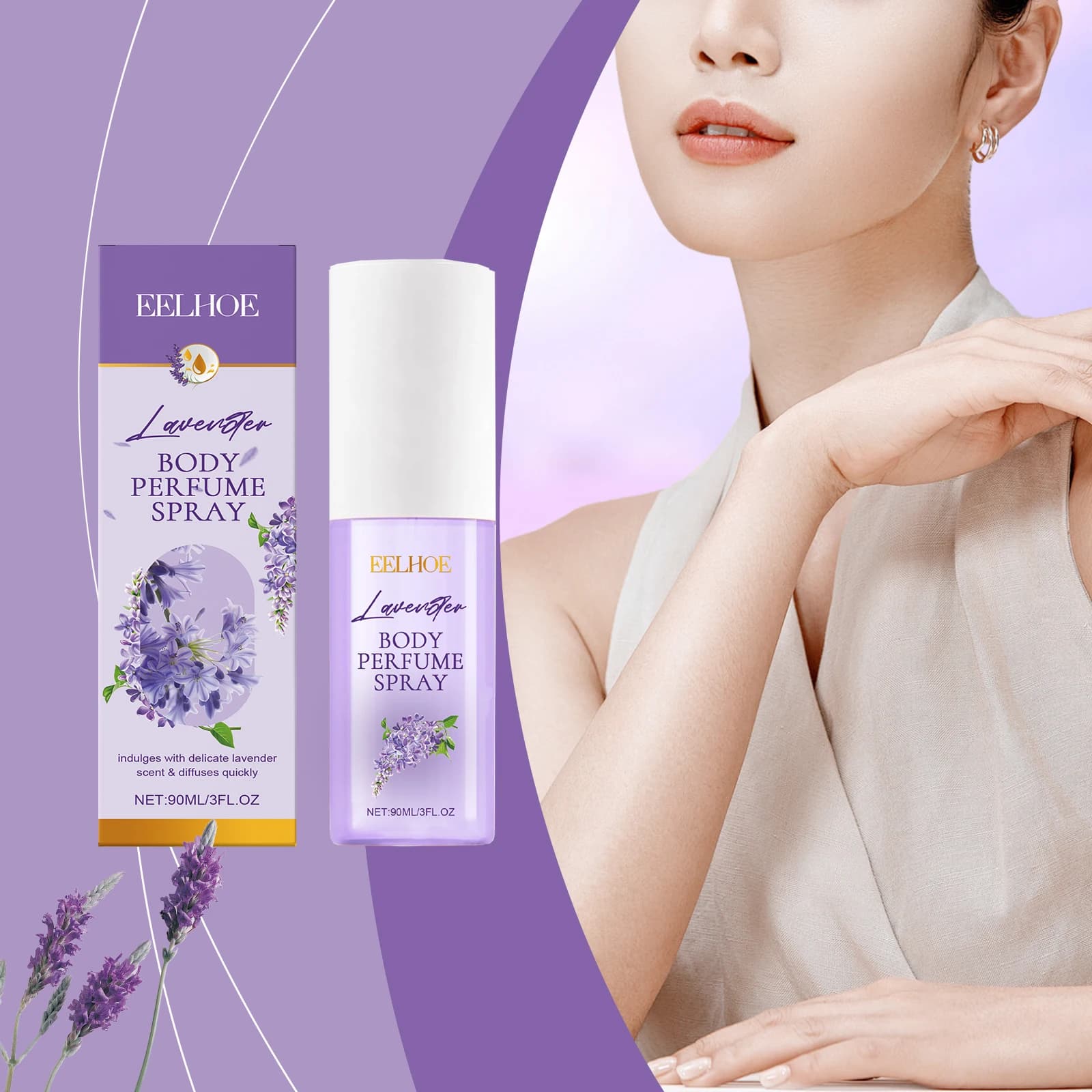 EELHOE Spray d'aromathérapie pour le corps à la lavande feuilles parfum durable parfum de lavande agréable parfum de fleur fraîche Spray