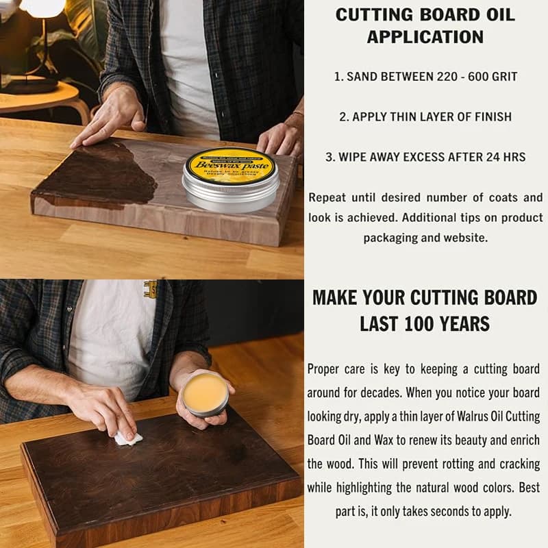 Planche à découper pâte de cire d'abeille-3/25/80g) huile de noix de coco de qualité alimentaire + vitamine E Nutrition en profondeur restaurer l'outil de brillance naturelle du bois