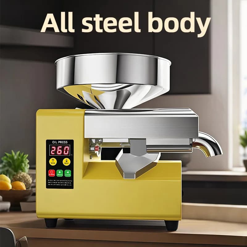 Machine à huile à pression froide/chaude, presse à huile électrique automatique à usage domestique, extracteur pour cacahuète/sésame/noix de coco/olive en acier inoxydable