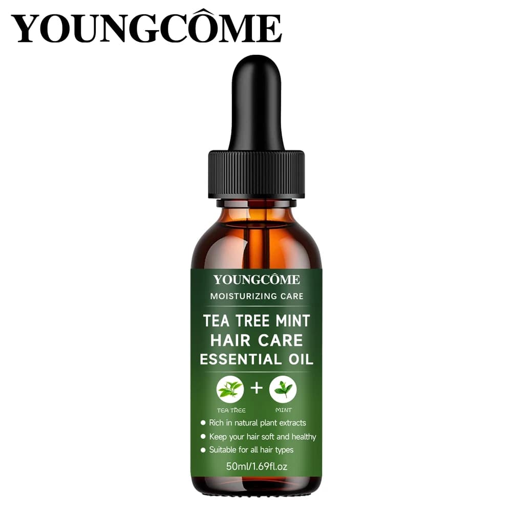 YOUNGCOME Huile essentielle de soin capillaire à l'arbre à thé et à la menthe poivrée : traitement naturel hydratant et nourrissant pour tous les types de cheveux 2025