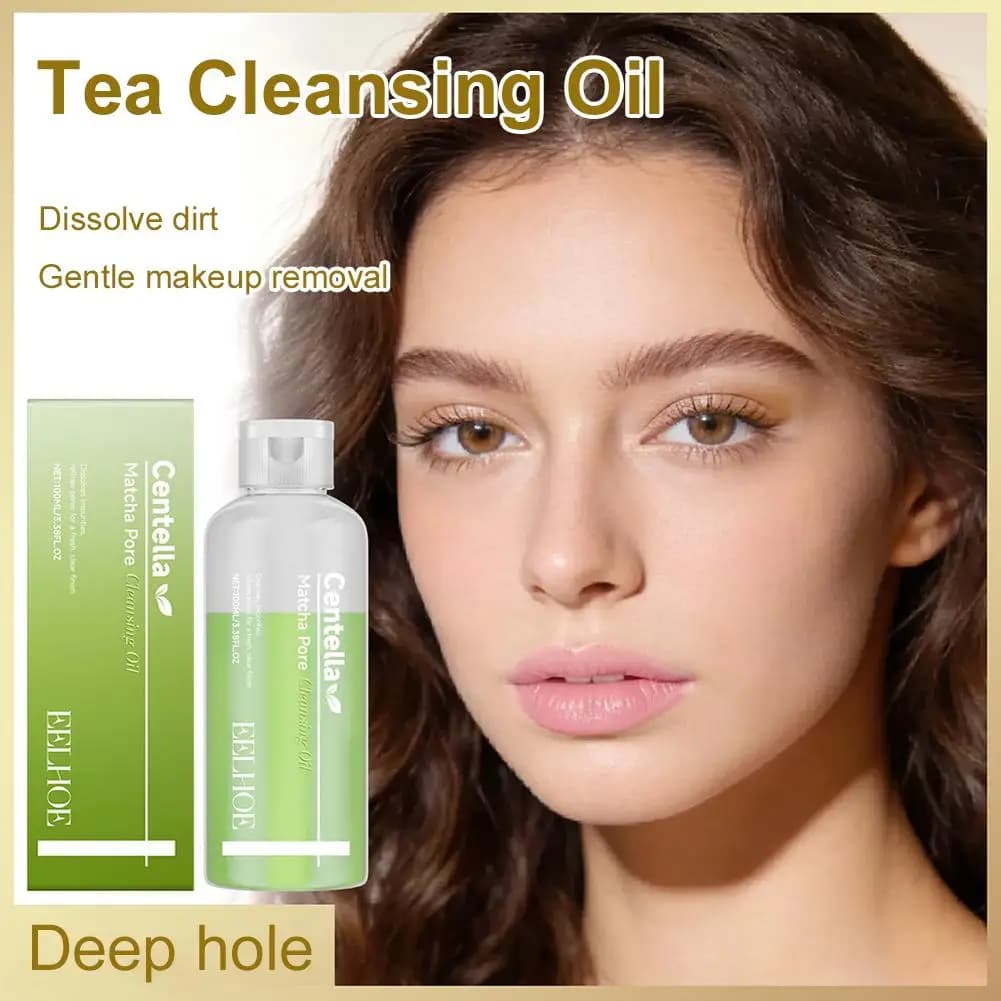 Huile nettoyante au matcha 100ml, démaquillant doux et non irritant, nettoie le fond de teint et les fards à paupières