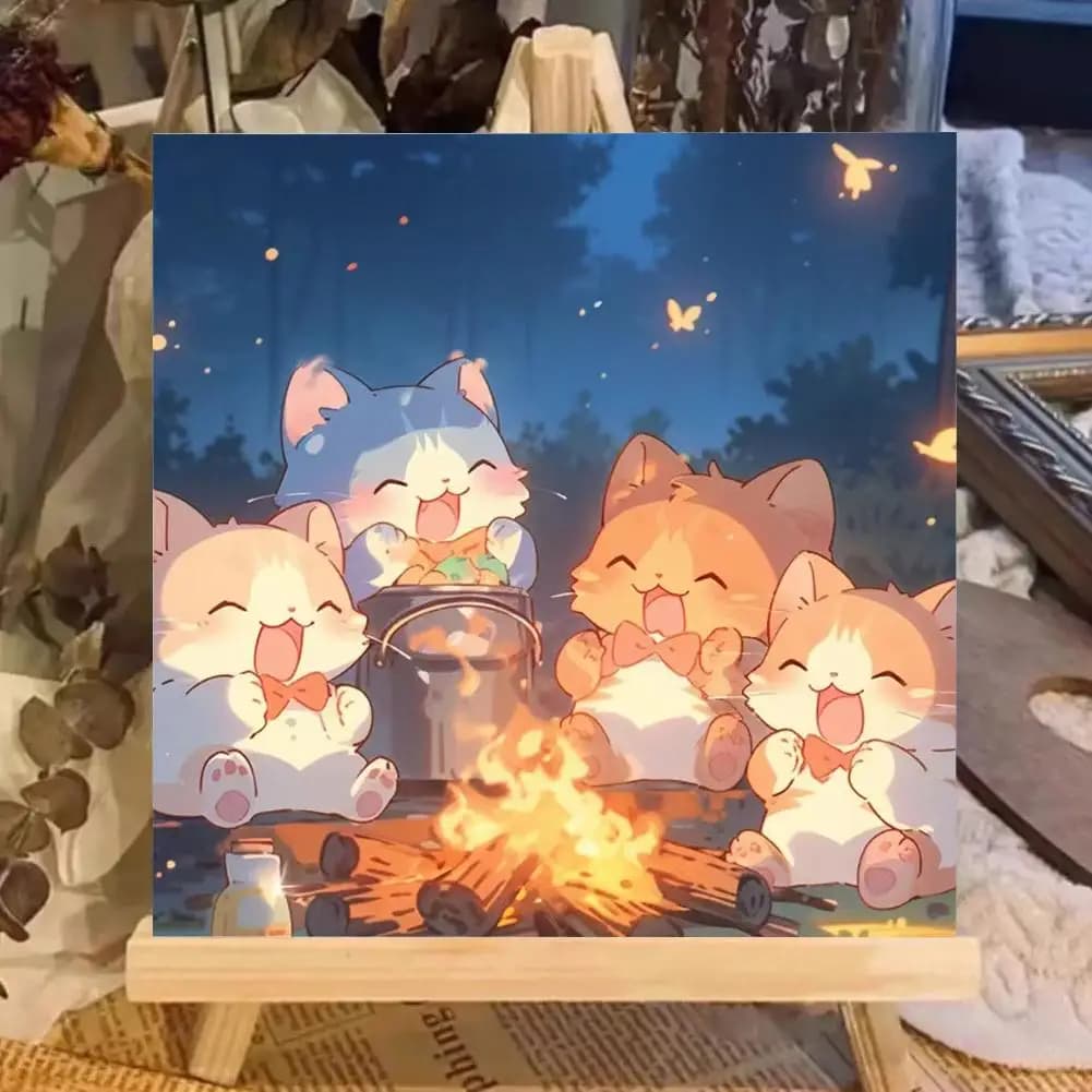 Peinture à l'huile paquet livre chat