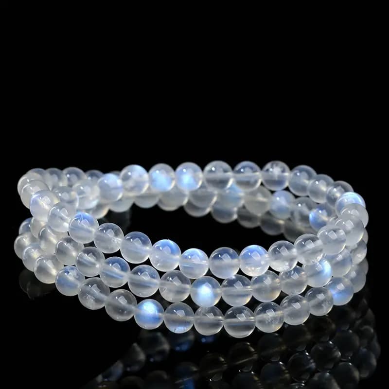 Pierre de lune naturelle, perles rondes lisses, 4mm, 5mm, 6mm, 8mm, 9mm, bleue brillante, pour la fabrication de bijoux à bricoler soi-même, vente en gros