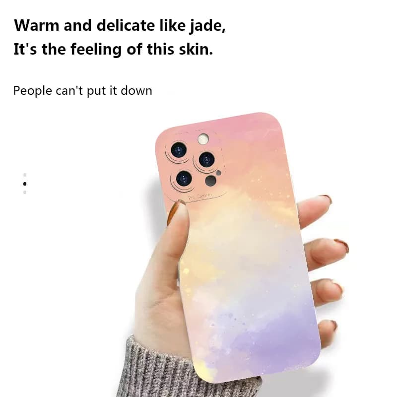 Coque de téléphone en Silicone avec peinture à l'huile et nuages, étui souple antichoc pour iPhone 16 Pro Max 15 14 13 12 11 XS X XR 7 8 Plus SE 2022 2020