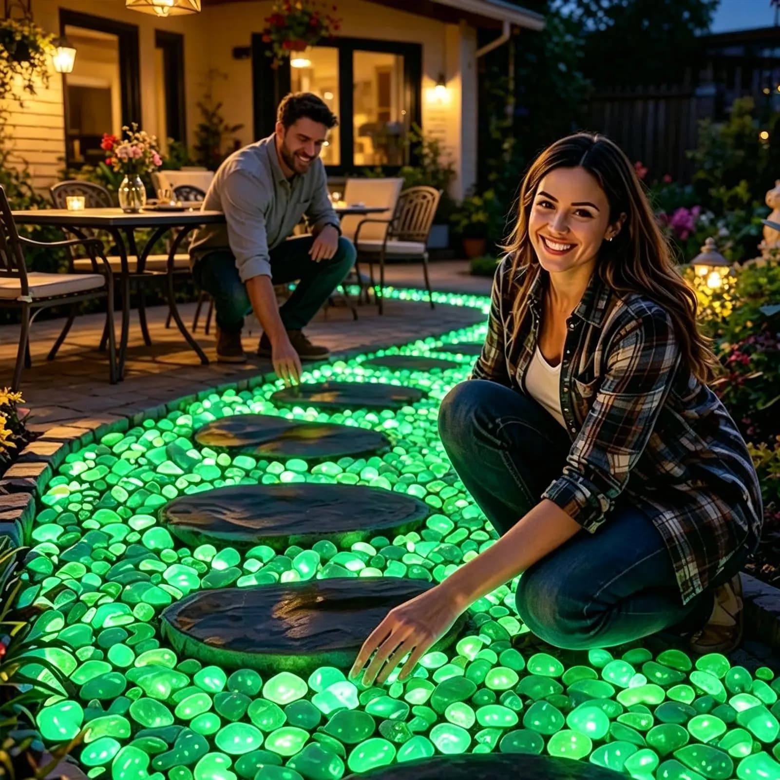 200 pièces de galets lumineux pour jardin, pierres lumineuses pour aménagement extérieur, galets pour cour, allée, aquarium