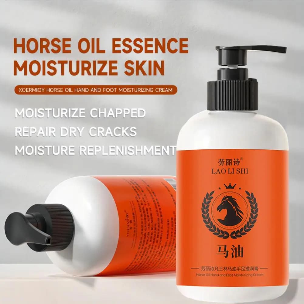 Crème hydratante pour les mains et les pieds à l'huile de cheval 300g Laolishi, lotion hydratante pour le corps, soin des mains, anti-fissures, anti-dessèchement 300g