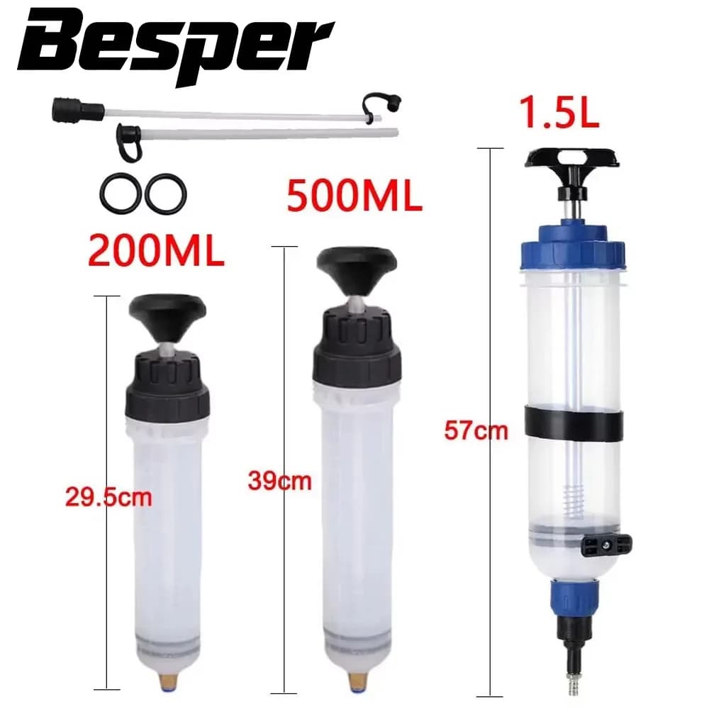 Pompe de fluide d'huile moteur de voiture, sous vide efficace, seringue d'inhalation manuelle, transfert de cooolant de moteur translucide 500cc/1500cc