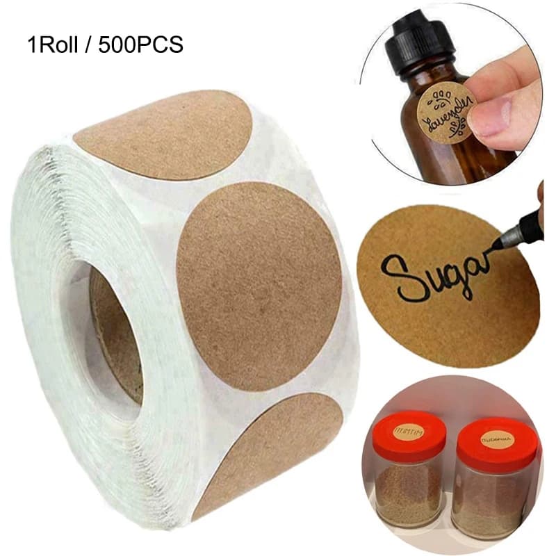 1/2/3 rouleau Kraft rond auto-adhésif étiquettes papier autocollant Classification nom