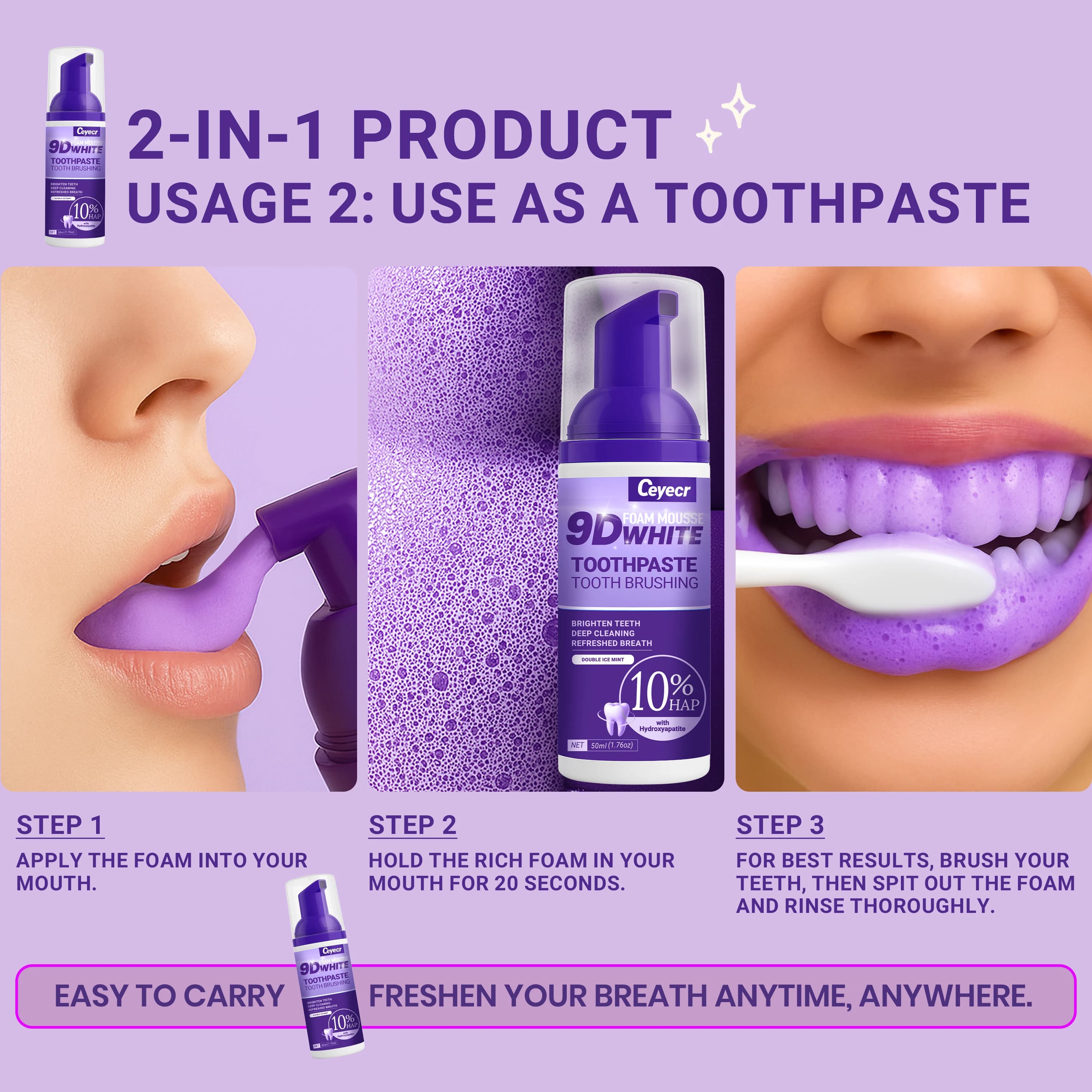 Dentifrice Mousse blanche 9D