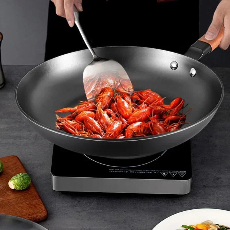 Poêle à frire en fonte antiarina, marmite sans revêtement, ustensiles de cuisine pour cuisinière à gaz et cuisinière à induction, steak frit, wok