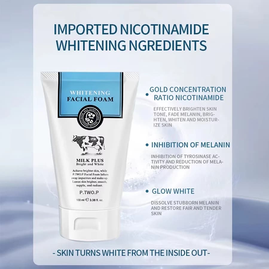 PTWOP blanchissant nettoyant pour le visage mousse hydratant en profondeur nettoyant acné lait contrôle de l'huile exfoliant rétrécissement des Pores lavage du visage