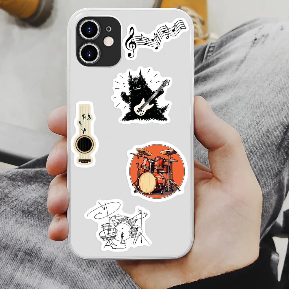 Bande de musique Rock Roll autocollants guitare basse tambour bricolage enfants jouet cadeau pour téléphones ordinateurs portables bouteilles bagages décoratif étanche décalcomanie