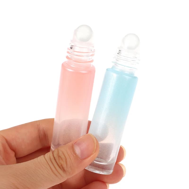 Bouteilles en verre épais de 10ml, bouteille vide de couleur dégradée, bouteille à bille roulante pour huile essentielle, Kit de voyage, bouteille de parfum