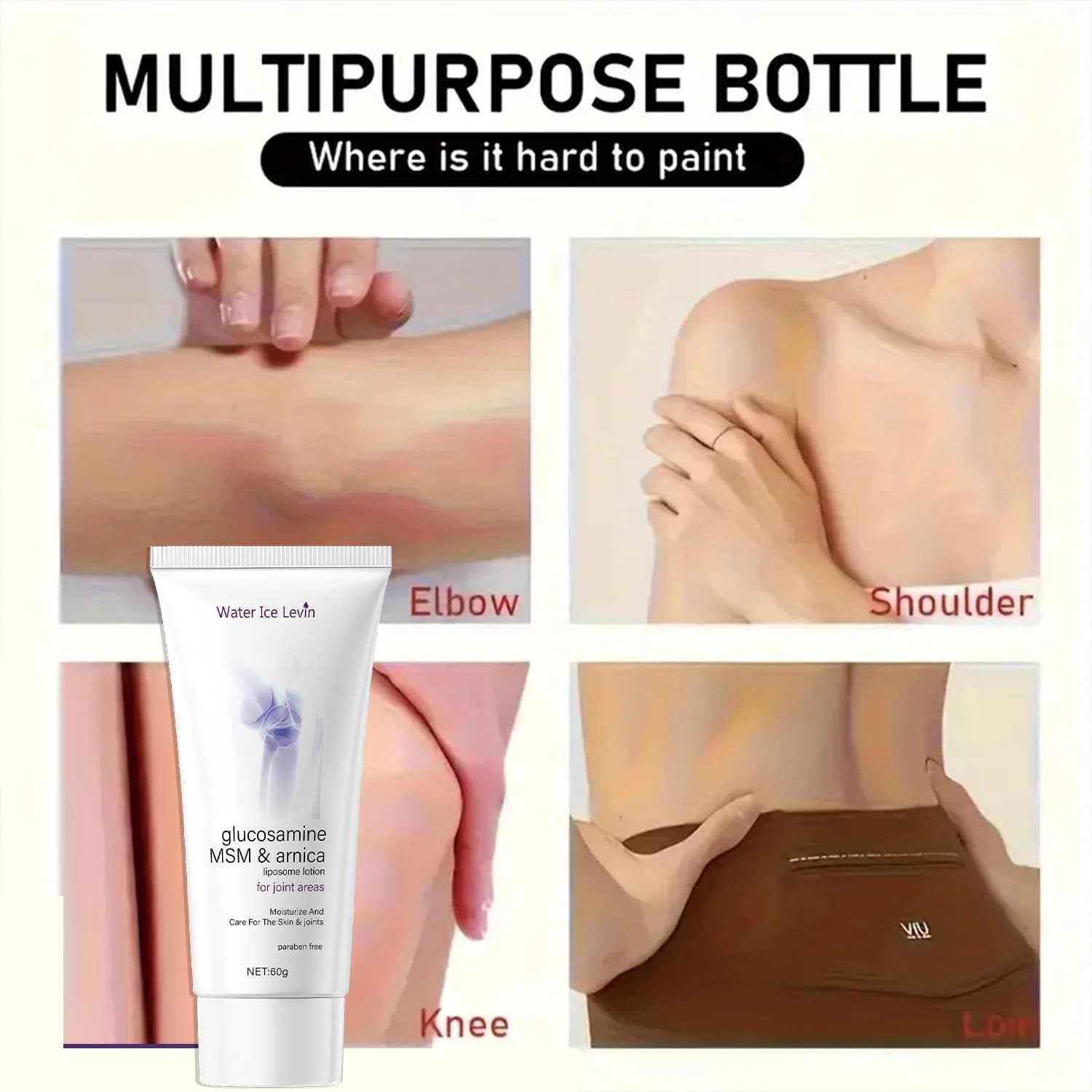 Lotion liposome crème pour articulations Glucosamine MSM & Arnica – Hydrate, nourrit et protège la peau et les articulations, formule sans paraben.