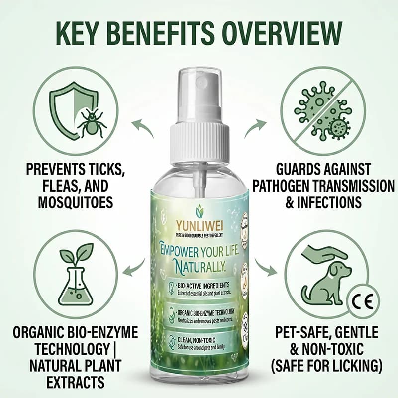 YUNLIWEI Spray anti-puces et tiques naturel pour chien, non toxique, à base d'huiles essentielles végétales, répulsif anti-insectes pour animaux de compagnie, protection anti-moustiques pour chiots