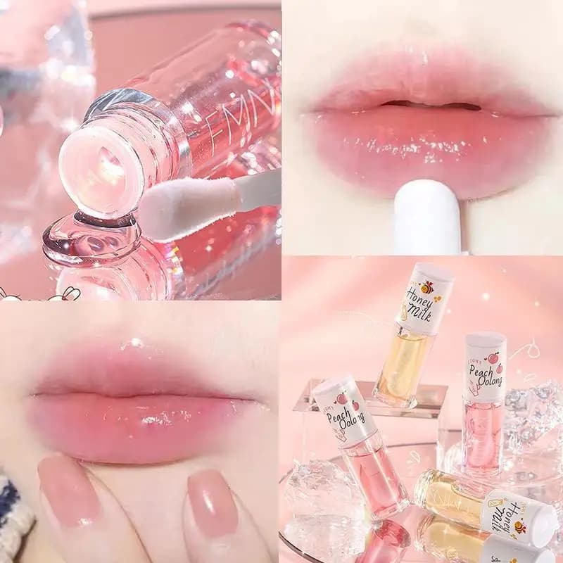 Huile à lèvres au miel, eau légère, verre transparent, huile hydratante pour les lèvres, pour étudiants, abordable