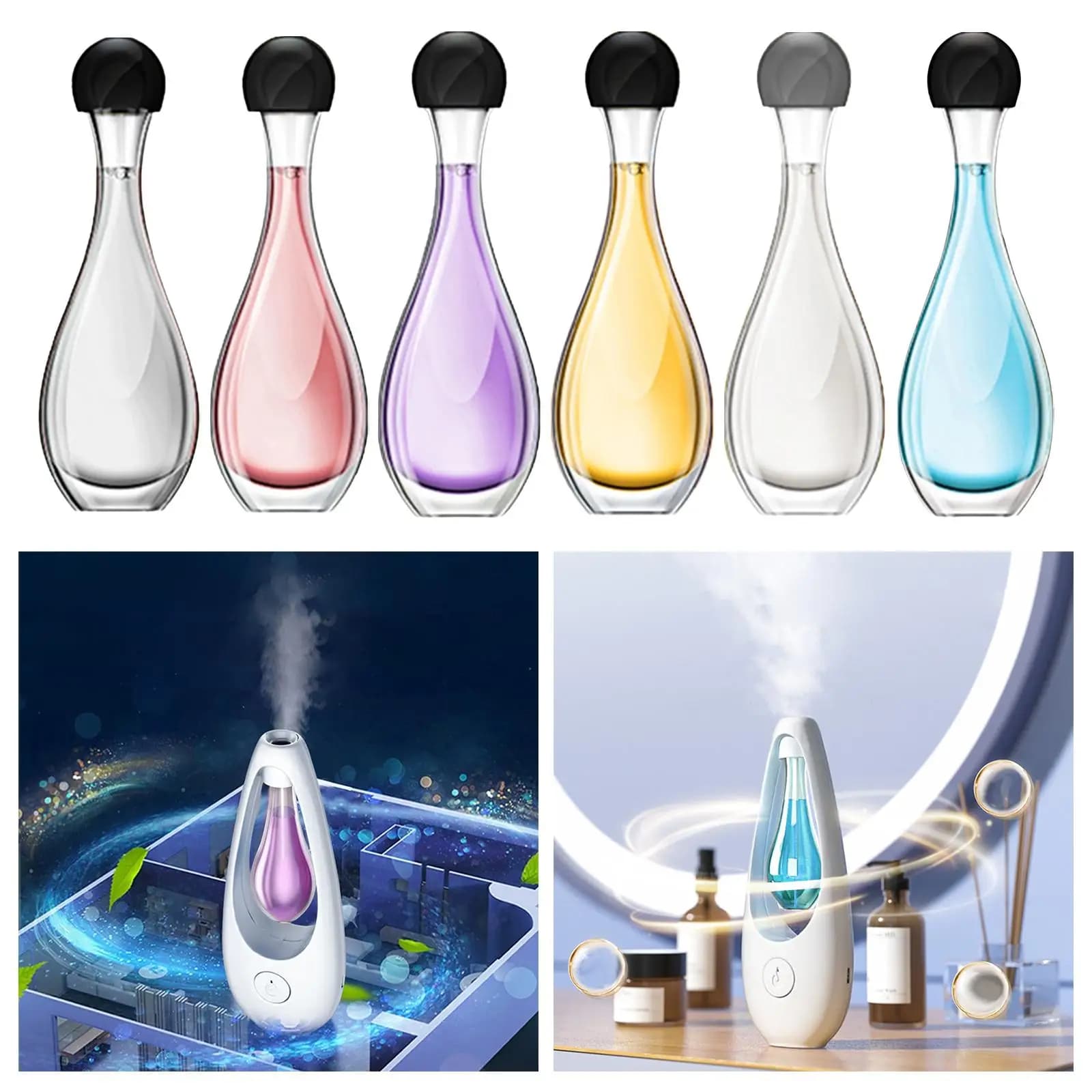 Diffuseur d'huiles essentielles, huile parfumée apaisante, vaporisateur d'arômes, huile aromatique parfumée