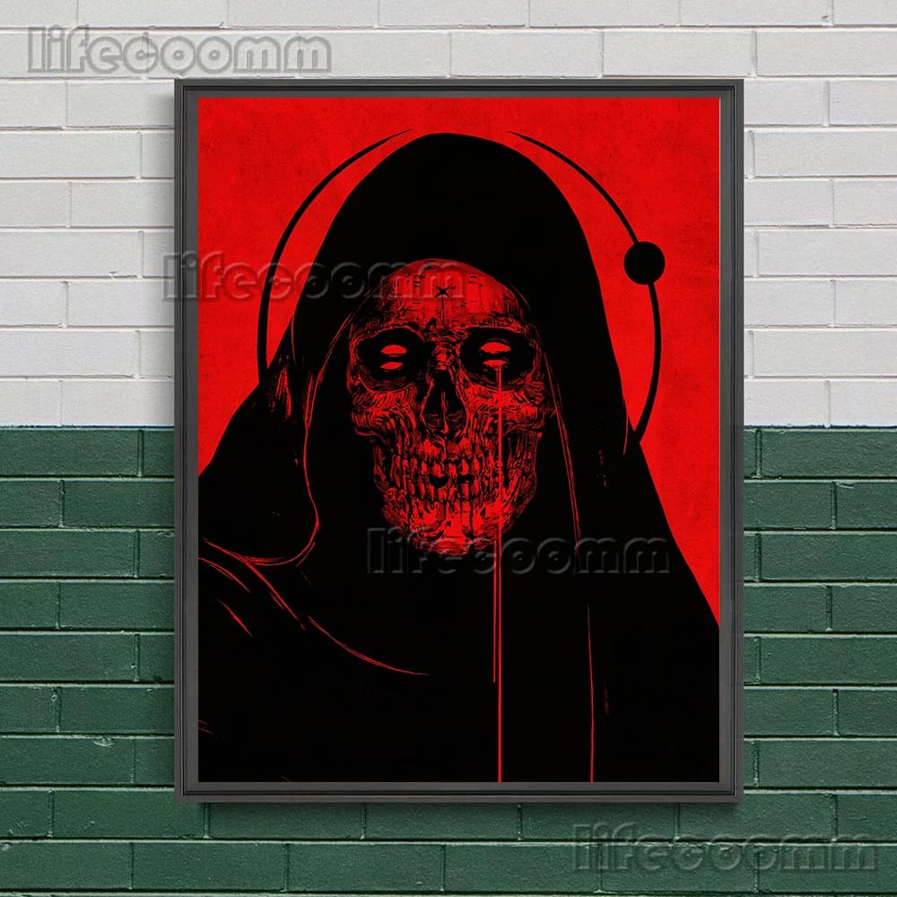 Toile d'art mural gothique le diable en pleurs, peinture abstraite païenne des sorcières, affiche d'art et décoration de maison imprimée sans cadre