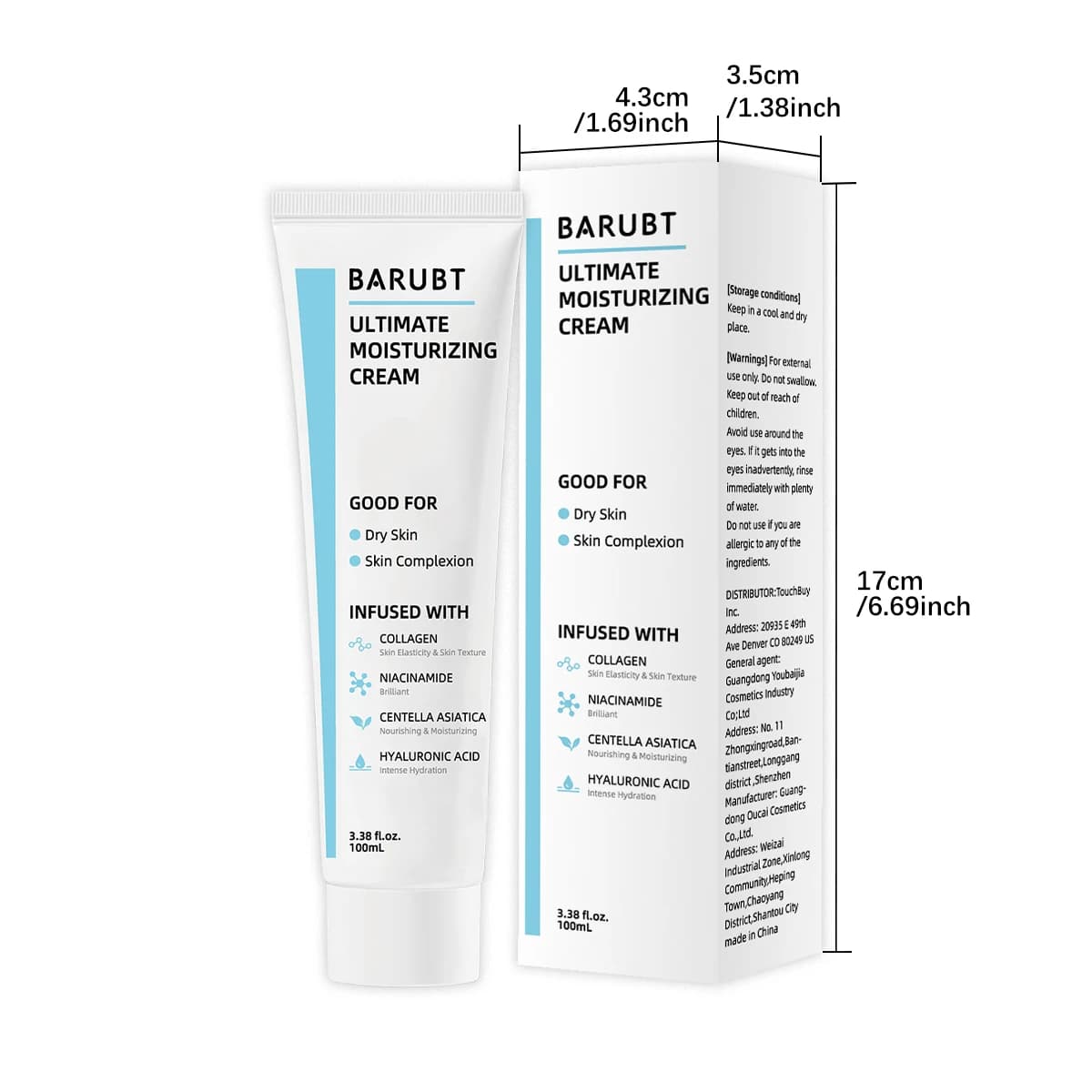 BARUBT crème raffermissante ultra hydratante 100 ml crème hydratante saisonnière automne et hiver n'est pas serrée ou collante