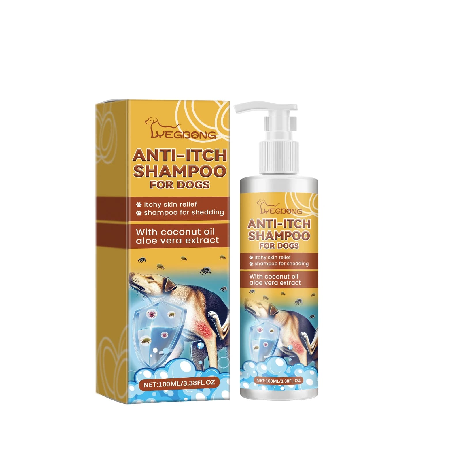 Shampoing Anti-démangeaisons avec huile de noix de coco pour chiens, prévient la sécheresse, soulage les démangeaisons, nettoyage en profondeur des poils de chien, shampoing de lavage des animaux de c