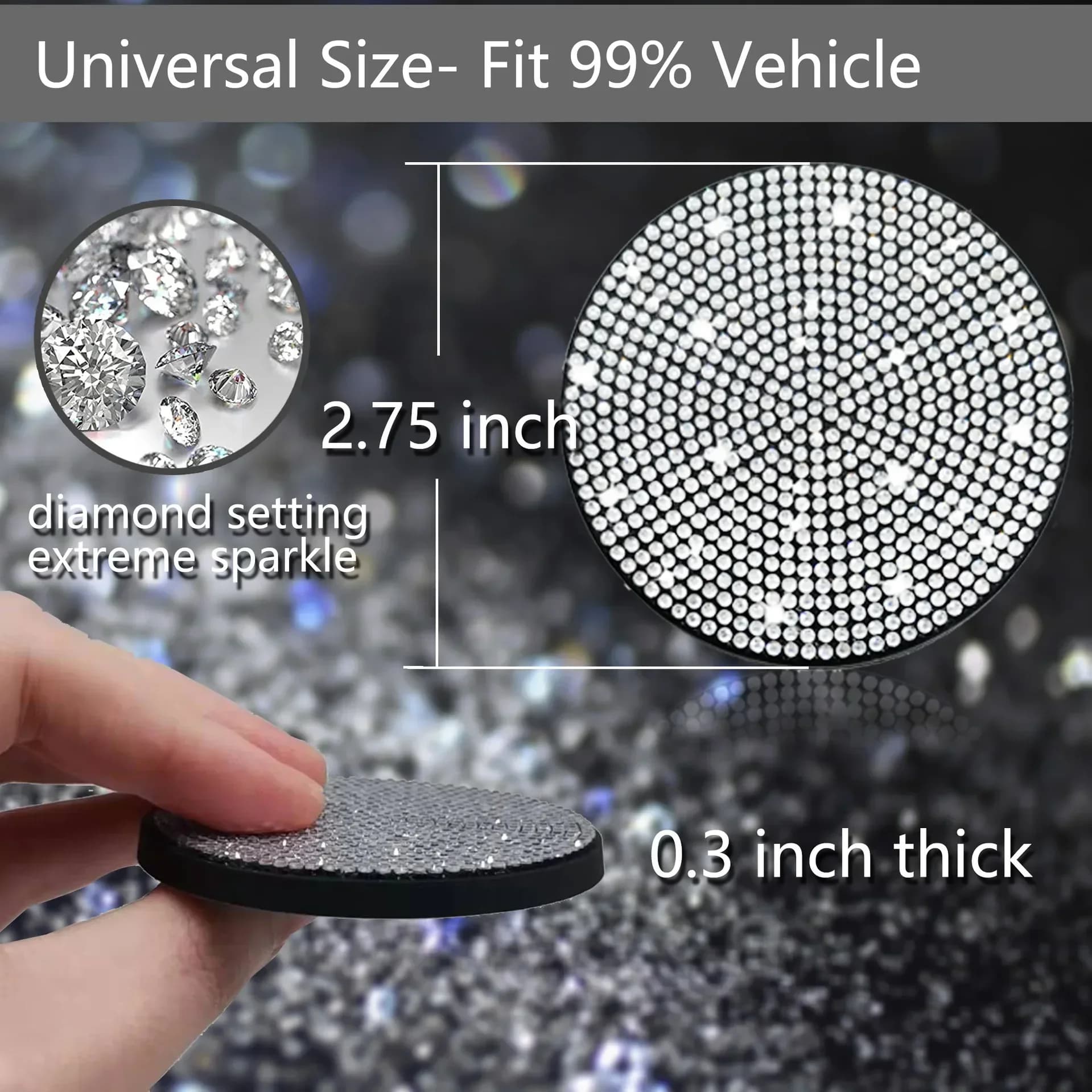 Dessous de verre de voiture avec cristal