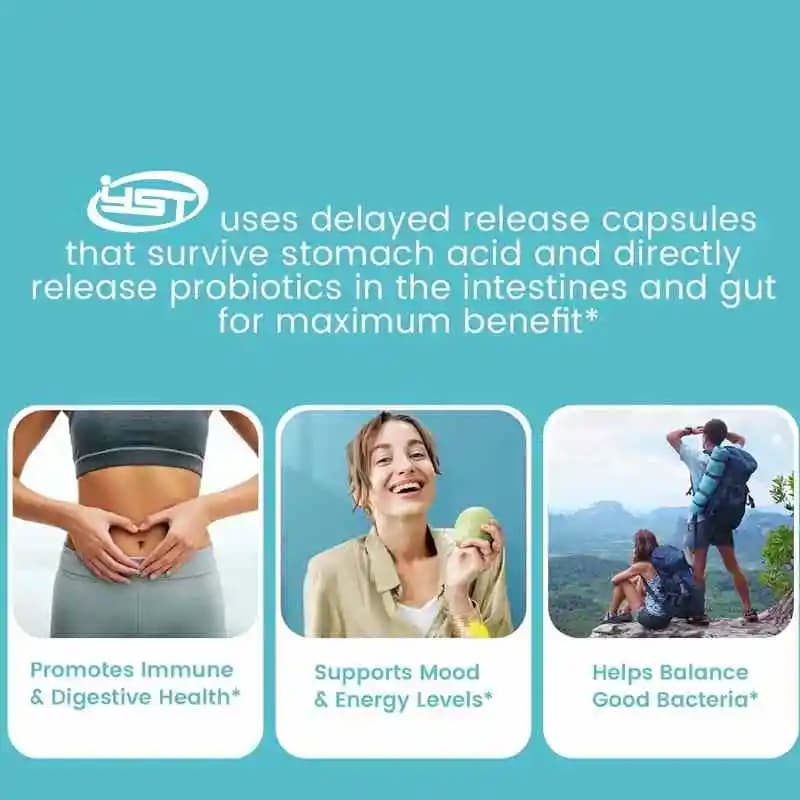 Probiotiques et Probiotiques 50 Milliards de Colonies pour la Santé Immunitaire et Digestive, 16 Souches, 60 Granules, Capsules Végétariennes à Libération Prolongée