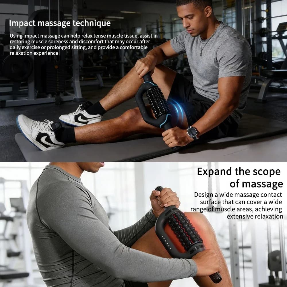Masseur à rouleaux électrique avec fonction lumière rouge, relaxation musculaire profonde, soulagement de la fatigue générale, rechargeable