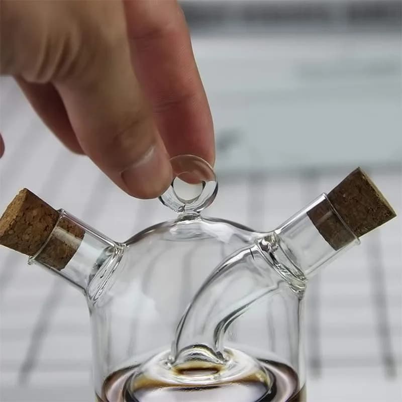 Sauce huile vinaigre bouteille en verre condiments assaisonnement scellé cuisine bouteilles de rangement pots outils de cuisine 2-en-1 Double couche bouteille