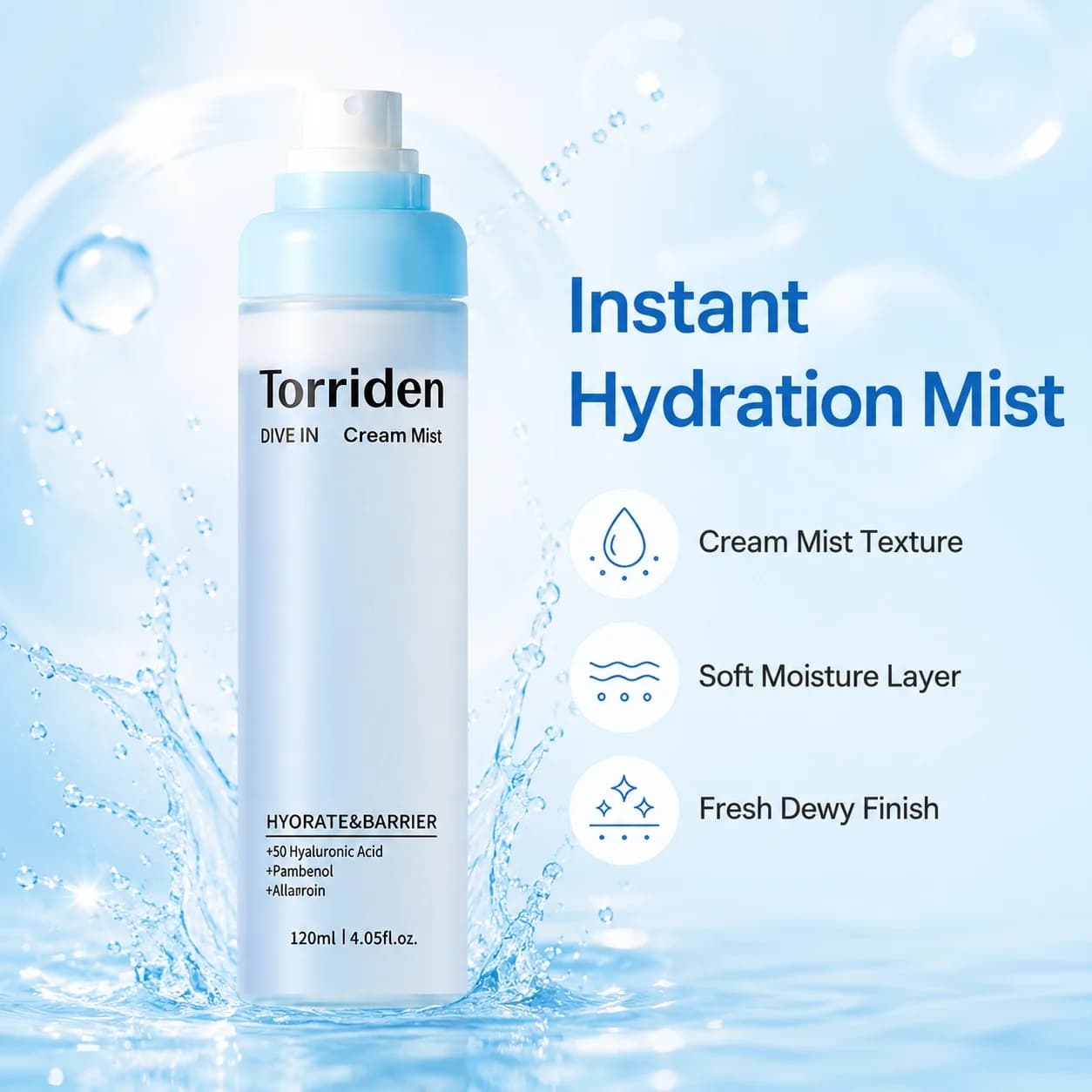 Brume hydratante à l'acide hyaluronique Torriden DIVE IN 120ml, réparation de la barrière cutanée, spray facial hydratant longue durée, apaisant pour la peau