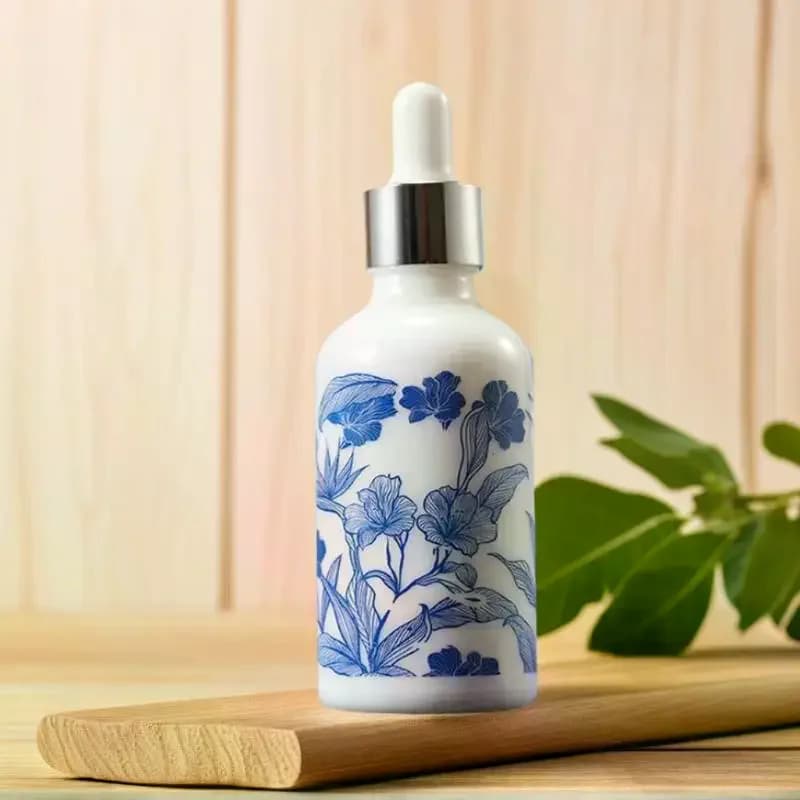 Flacons compte-gouttes en céramique bleue et blanche de 10/15/30 ml pour huiles essentielles, étanches et conçus pour le voyage