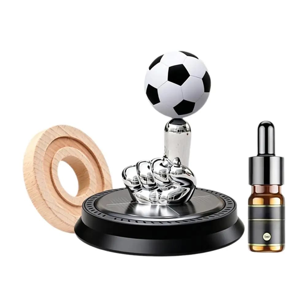 Diffuseur d'arômes solaire rotatif pour voiture, diffuseur d'aromathérapie sans fil, décoration de tableau de bord de football, boule parfumée réutilisable, ornement