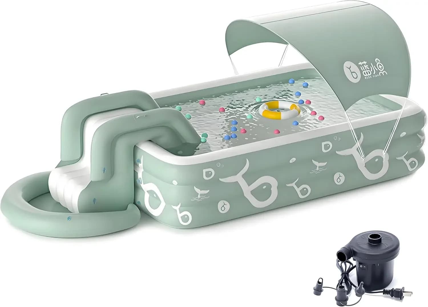 Piscine gonflable avec auvent et toboggan