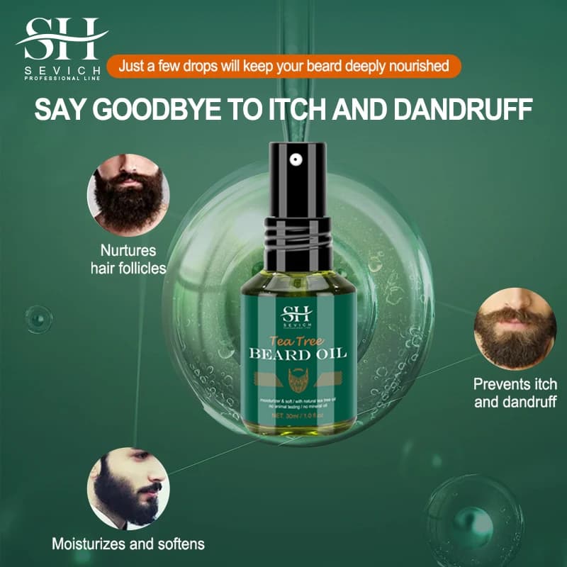 SEVICH huile de barbe de croissance pour hommes soin de garniture de style hydratant plus épais favoriser la repousse de la barbe renforcer la brillance adoucir l'huile de barbe
