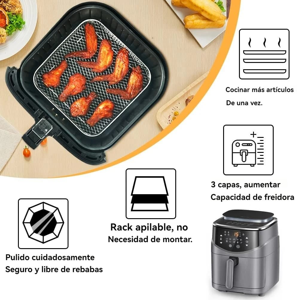 Support de friteuse à Air pour Ninja double 3 pièces, support de grillades rectangulaire en acier inoxydable, panier de friteuse à air chaude, accessoires de plateau