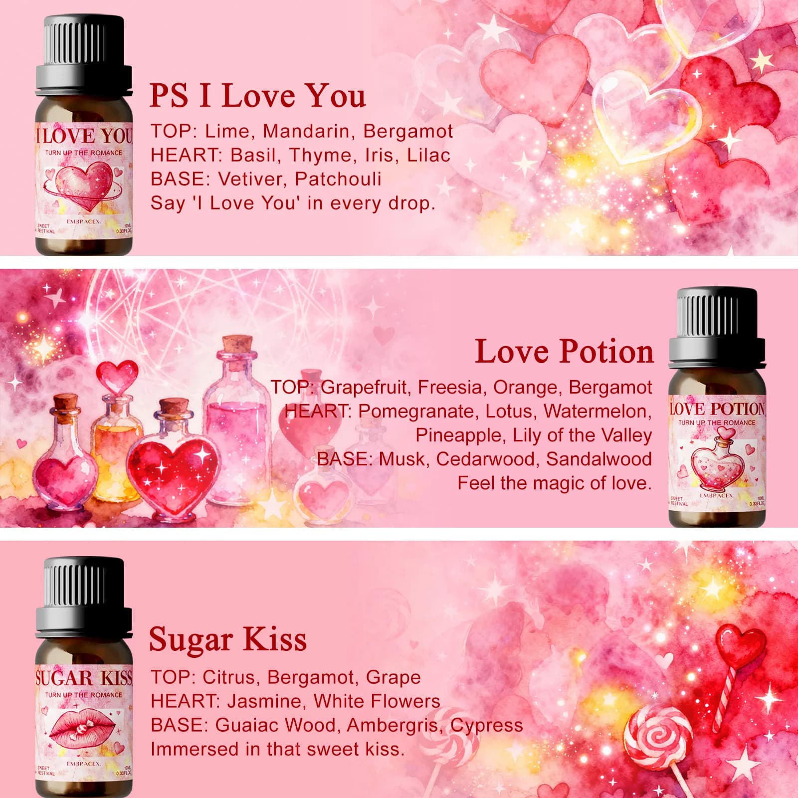 Huile essentielle Love Potion 10ml, huile essentielle pour la Saint-Valentin, étreinte éternelle, arôme romantique pour les couples, cadeau romantique pour les amoureux