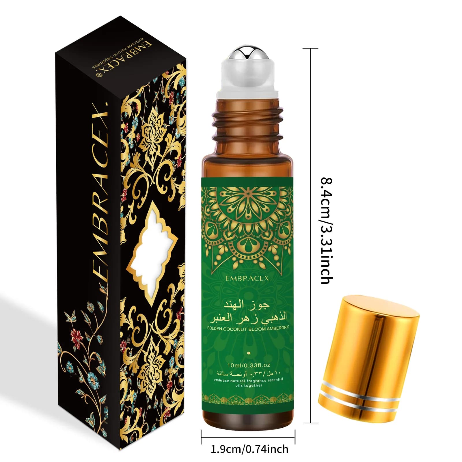Huile Essentielle 10ml Golden Coconut Bloom Ambergris Eid Al-Adha جوز الهند الذهبي زهر العنبر Roller